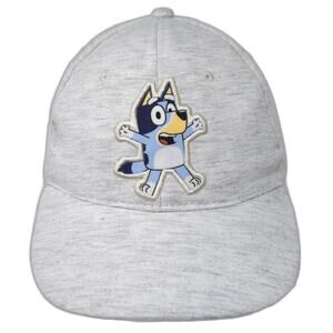 Bluey Snapback Cap Gray One Size Adjustable Embroidered Vented Holes 6 Panel